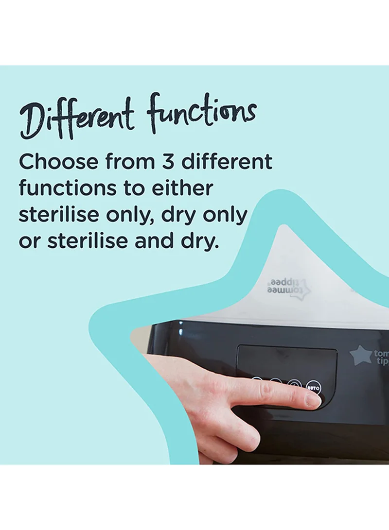 tommee tippee Advanced Electric Steam Steriliser And Dryer, Black, Upto 6 Bottles, 3 Different Functions