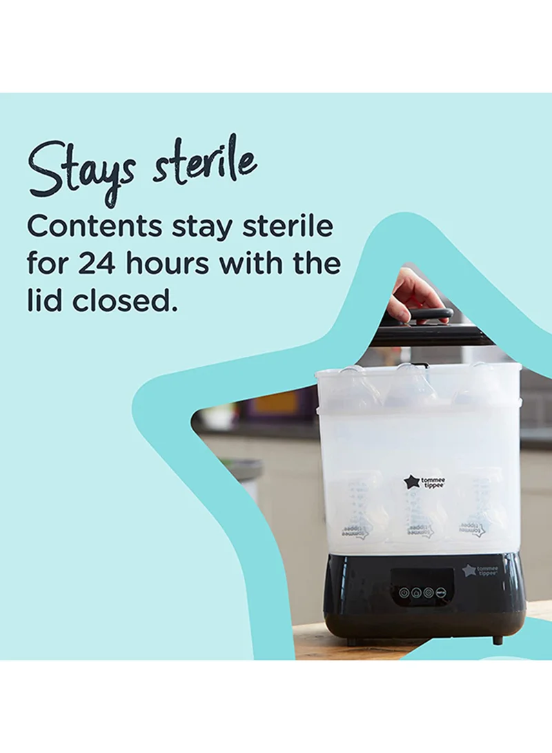 tommee tippee Advanced Electric Steam Steriliser And Dryer, Black, Upto 6 Bottles, 3 Different Functions