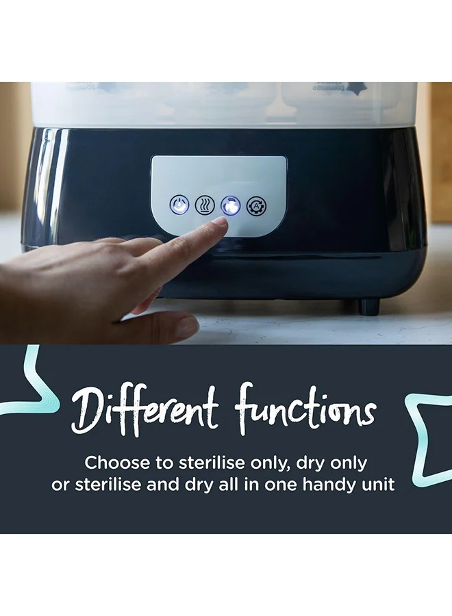 tommee tippee Advanced Electric Steam Steriliser And Dryer, Black, Upto 6 Bottles, 3 Different Functions