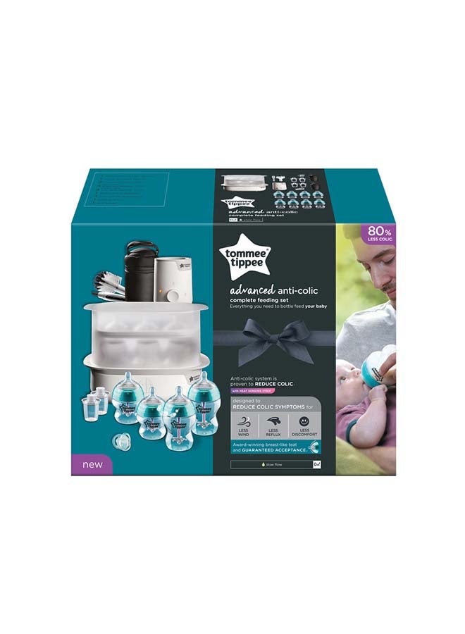 tommee tippee - Complete Feeding Set, Super-Steam Electric Steriliser, Baby Bottle And Food Warmer, Baby Bottles And Accessories, Blue - Image 1