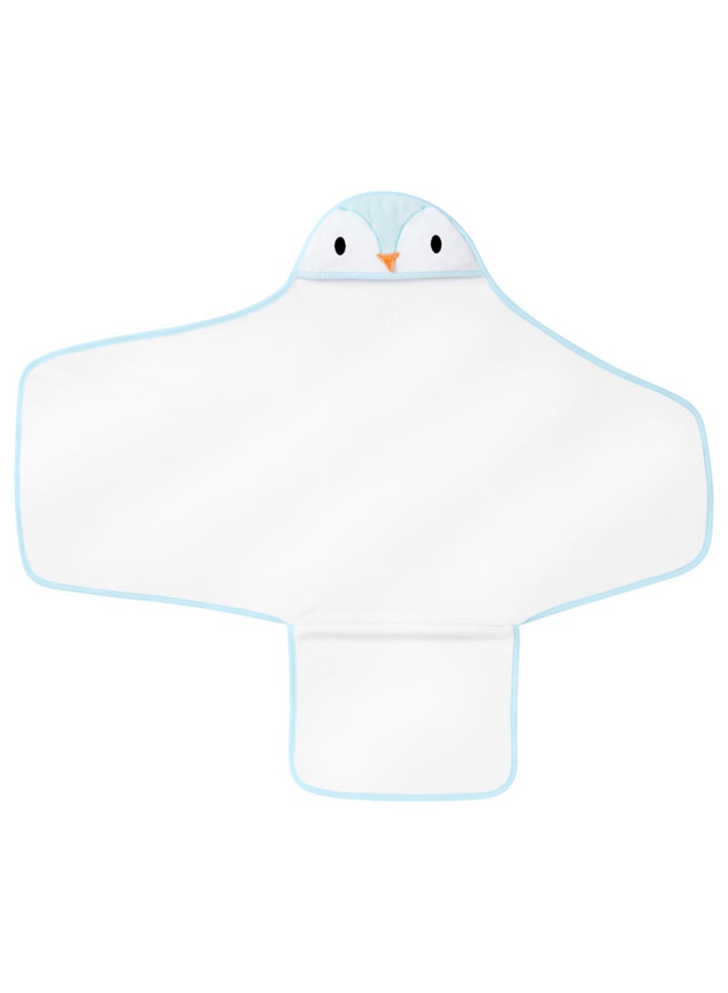 tommee tippee - Splashtime Newborn Swaddle Dry Towel 0-6m, Penny the Penguin Blue - Image 1
