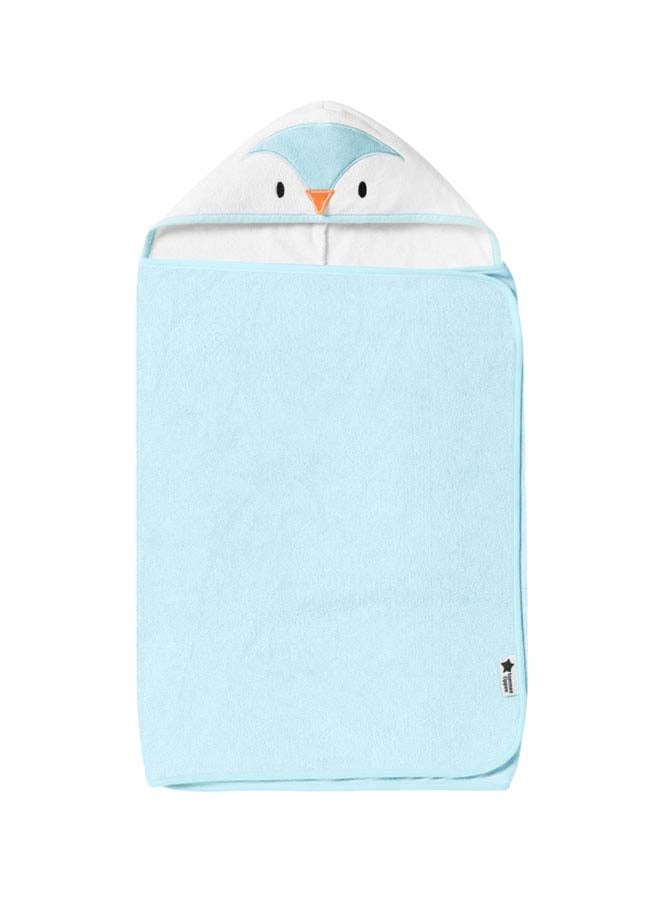 tommee tippee - Splashtime Hug ‘n’ Dry Hooded Towel, Highly Absorbent And Super SOft MicrOfibre Material, Hypoallergenic, 6-48m, Percy the Penguin GrOfriend, Blue - Image 1