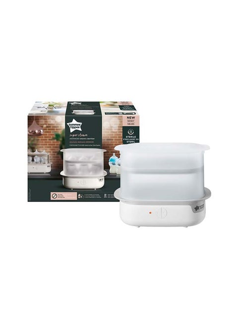 Advanced Steam Electric Steriliser For Baby Bottles, Kills Viruses And 99.9% Of Bacteria, 5-Minute Sterilisation Cycle, White