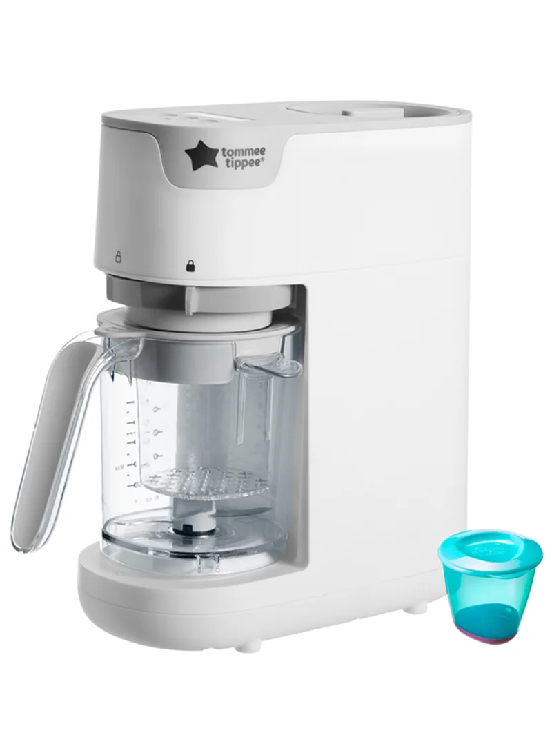 tommee tippee Quick-Cook Baby Food Maker, Blender And Steamer Food Processor For All Stages Of Baby Weaning, 200G Capacity, White