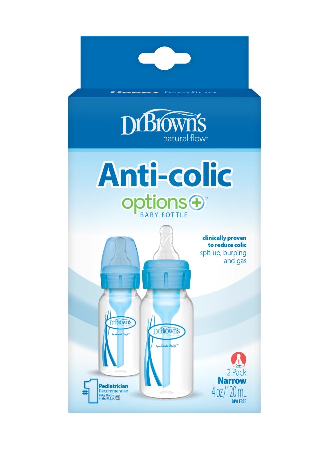 4 Oz/120 Ml Anti-Colic Pp Narrow Options+ Bottle - Blue, 2-Pack - pnsku/N36339012A/45/_/1696510953/d42a168e-3b01-4b07-bec5-876c08bc5019