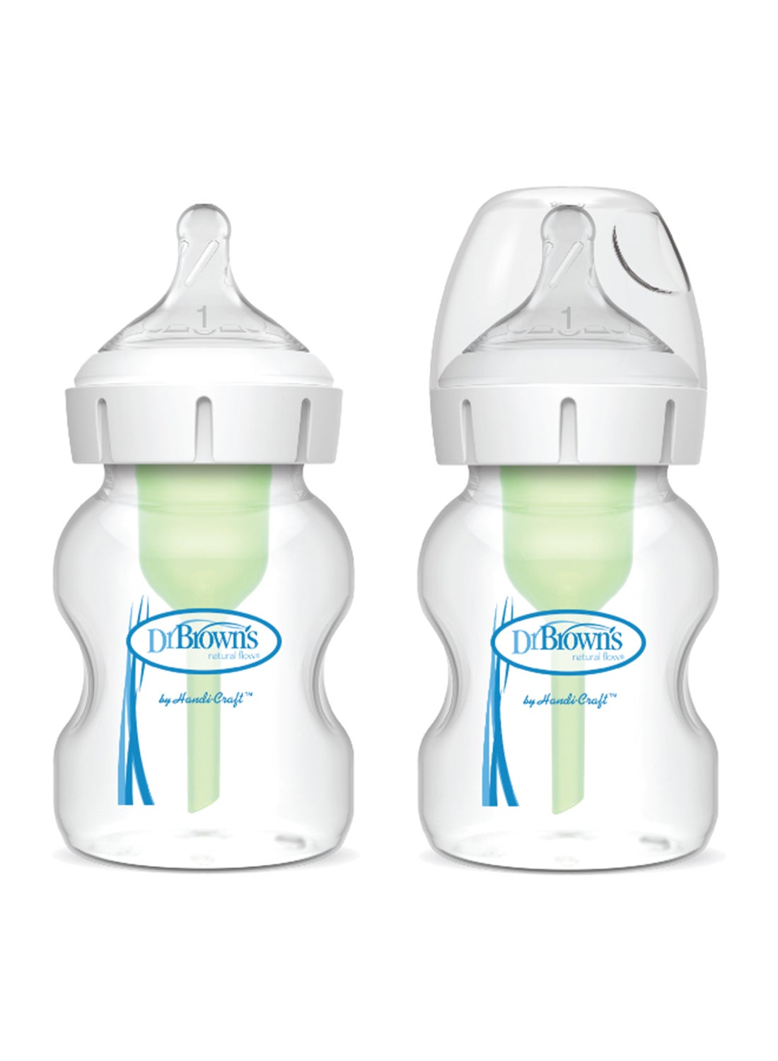 Pack Of 2 Baby Anti-Colic PP Options+ Wide Neck Feeding Bottle, 2 X 150 ML, Level 1 Teat, 0 Months + 