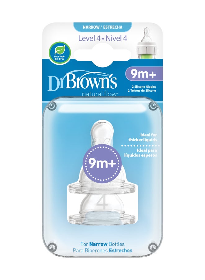 Dr. Brown’s - Level-4 Silicone Narrow Anti-Colic Nipple, 2-Pack - Image 1
