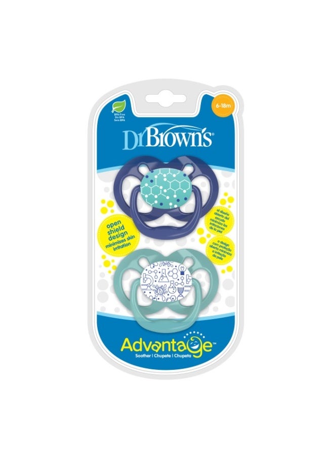 Dr. Brown’s Advantage Stage 2 Pacifier, 6-18 Months, Pack Of 2 - Assorted  - Image 2