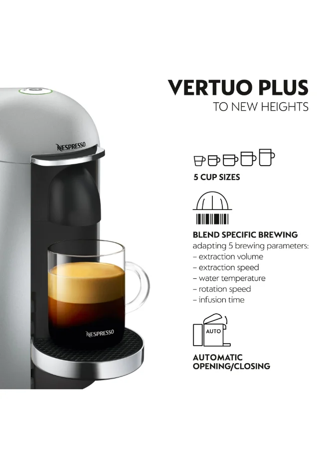 Nespresso Vertuo Plus Deluxe GCB2 Capsule Coffee Machine, Brews 5 Cup Sizes for Black Coffee,