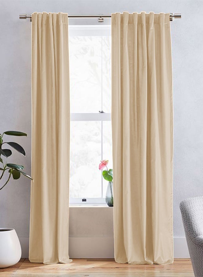 REGAL IN HOUSE Velvet Velvet Balckout Curtain for Livingroom Beige 290x140cm - Image 1
