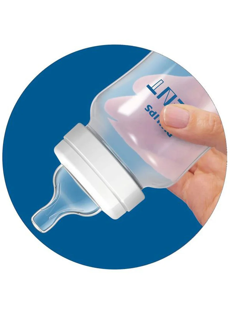 Philips Avent طقم زجاجات رضاعة مضاد للمغص بحلمات فائقة النعومة، سهل الحمل للأطفال، سعة 260 مل - لون شفاف