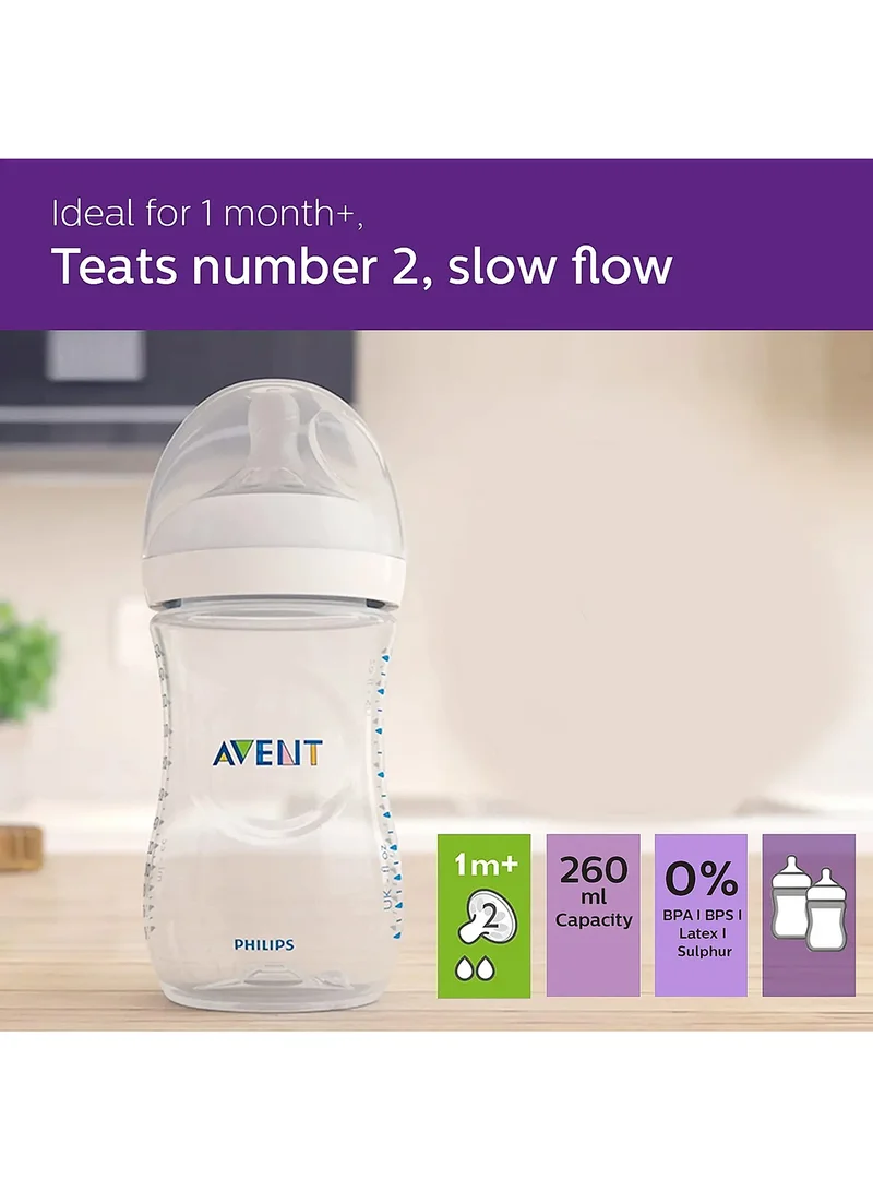 Philips Avent طقم زجاجات رضاعة مضاد للمغص بحلمات فائقة النعومة، سهل الحمل للأطفال، سعة 260 مل - لون شفاف