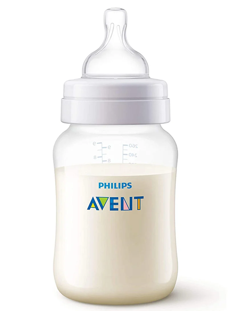 Philips Avent طقم زجاجات رضاعة مضاد للمغص بحلمات فائقة النعومة، سهل الحمل للأطفال، سعة 260 مل - لون شفاف