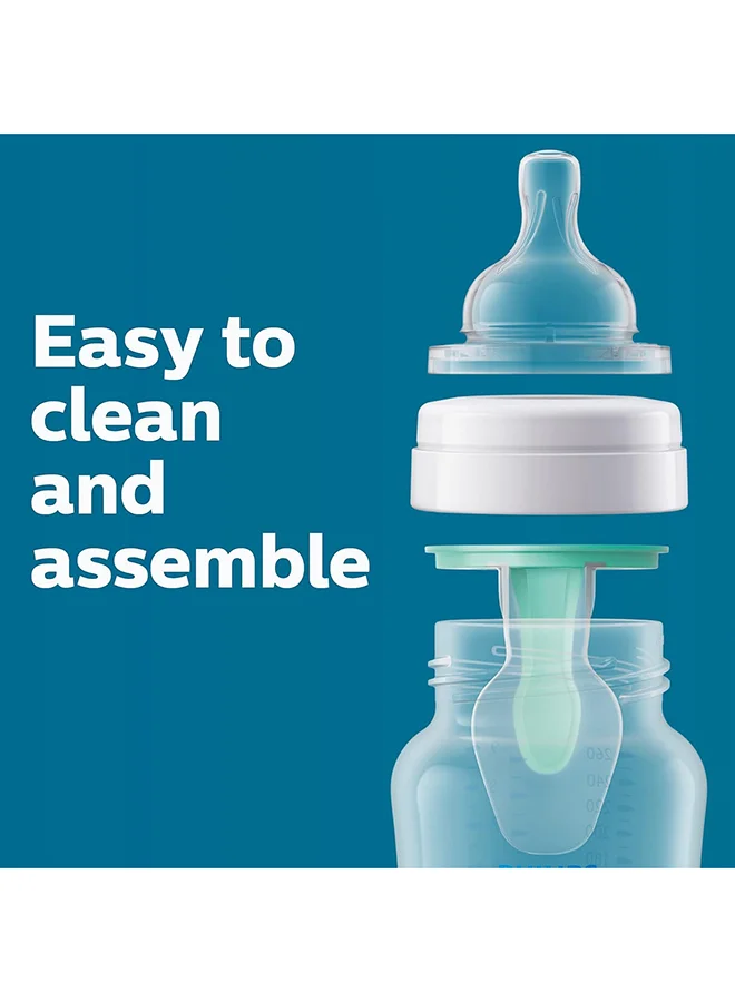 Philips Avent طقم زجاجات رضاعة مضاد للمغص بحلمات فائقة النعومة، سهل الحمل للأطفال، سعة 260 مل - لون شفاف