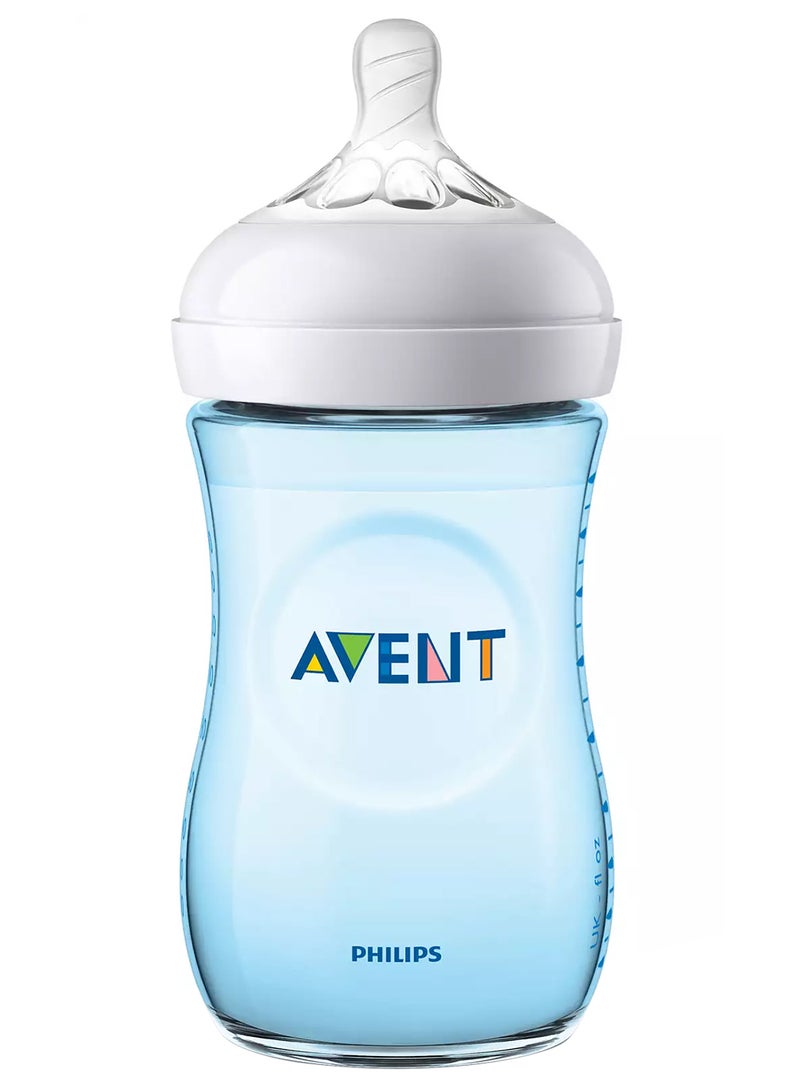 Natural 2.0 Feeding Bottle, 1 Month +, 260 ML, Blue/Clear