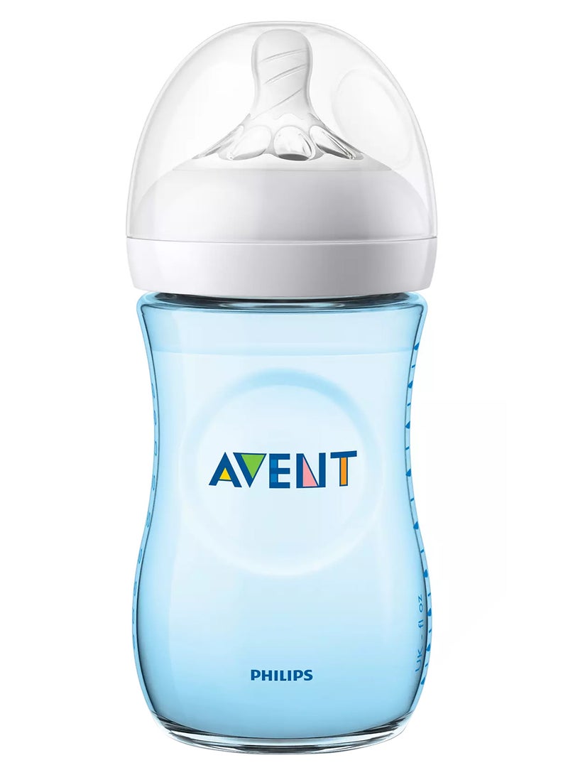 Natural 2.0 Feeding Bottle, 1 Month +, 260 ML, Blue/Clear