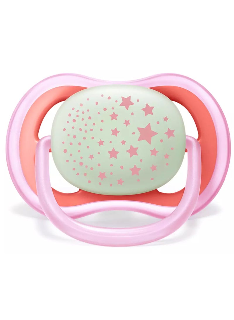 PHILIPS AVENT - 2 - Pieces Ultra Air Night Buddy Bear Soft Baby Pacifier For 6M+, Pink And White - 37622 - Image 1