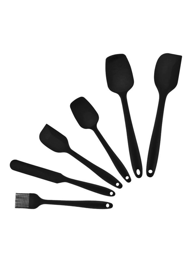 6-Piece Silicone Spatula And Brush Set Black 28x5x6cm - Image 1