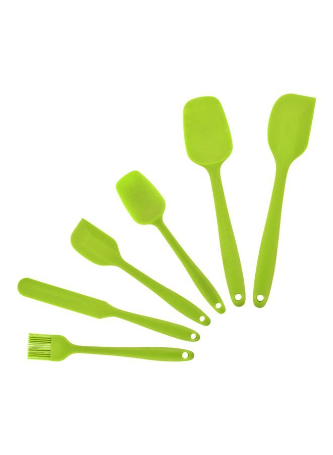6-Piece Silicone Spatula And Brush Set Green 28x5x6cm - Image 1