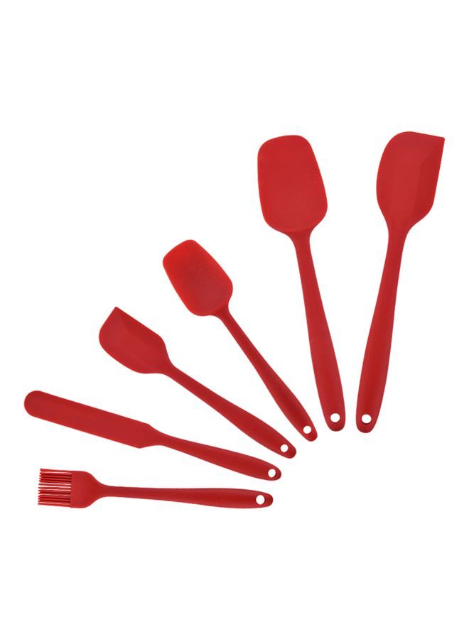 6-Piece Silicone Spatula And Brush Set Red 28x5x6cm  - Image 1