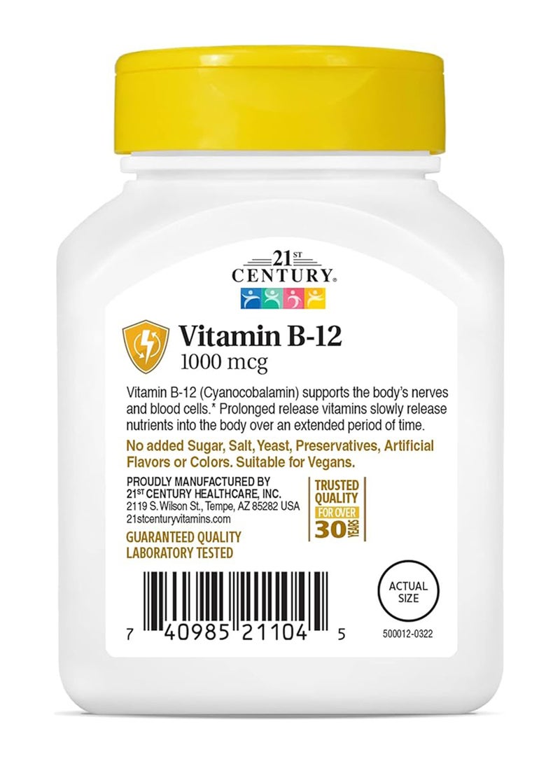 21st CENTURY Prolonged Release B-12 1000 mcg Vitamin Supplement - 110 Tablets  - Image 3