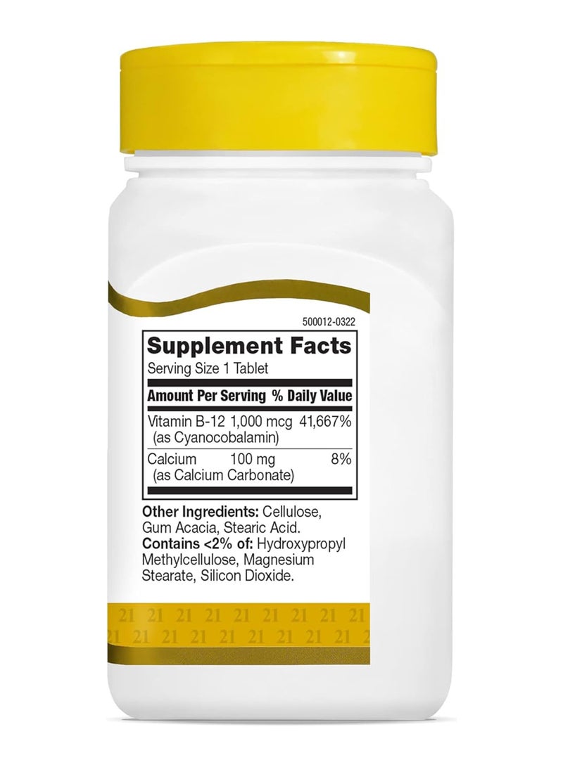 21st CENTURY Prolonged Release B-12 1000 mcg Vitamin Supplement - 110 Tablets  - Image 2