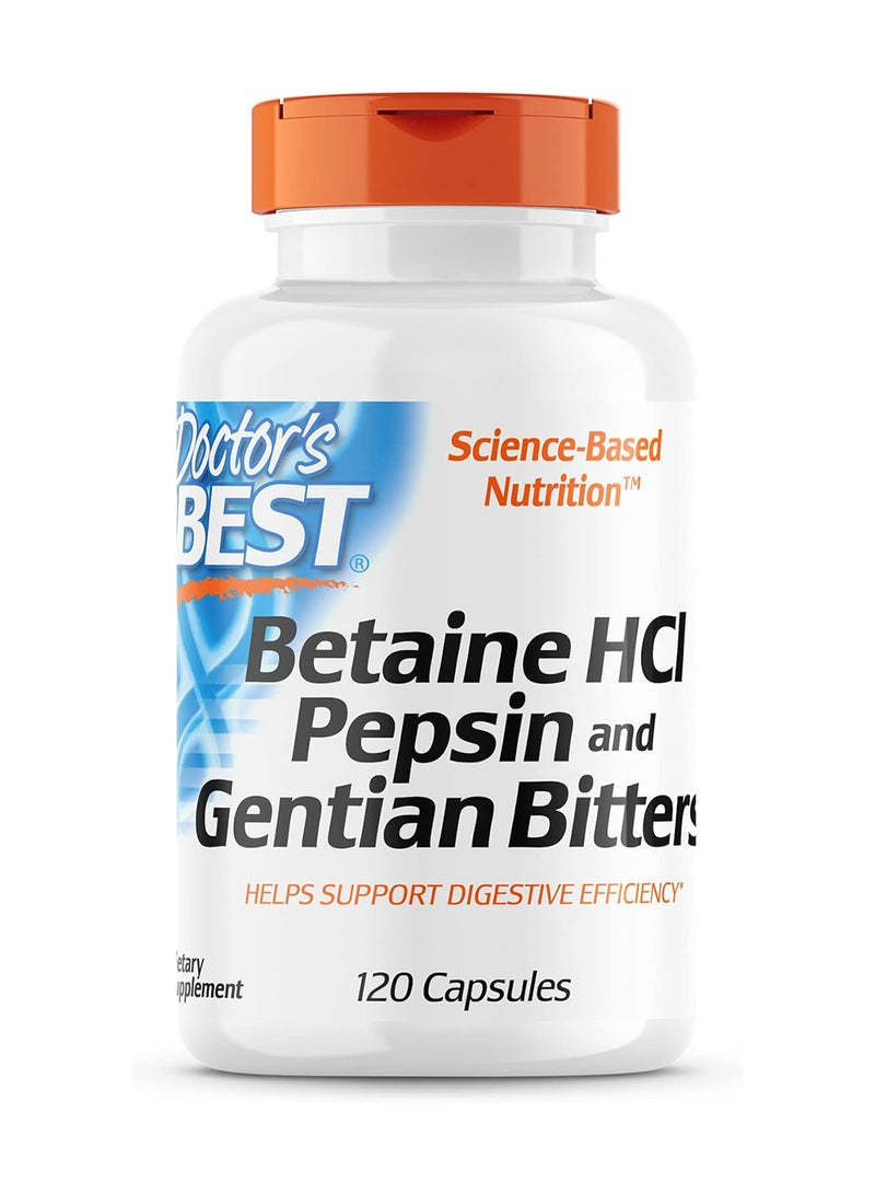 Doctor's BEST - Betaine HCL Pepsin And Gentian Bitters - 120 Capsules - Image 1