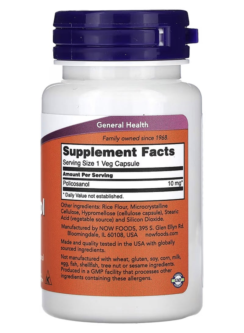 Now Foods Policosanol Dietary Supplement 10mg - 90 Capsules - Image 2