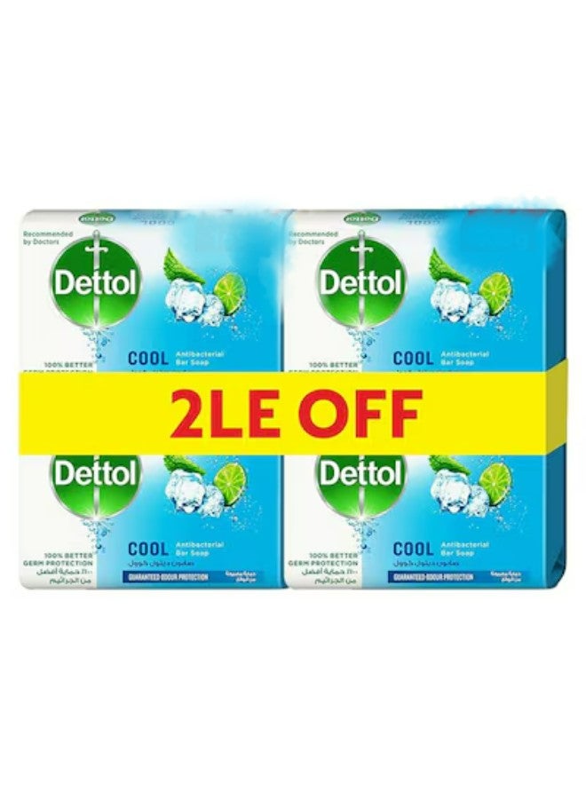 Dettol Pack Of 4 Cool Anti-Bacterial Bar Soap 115grams