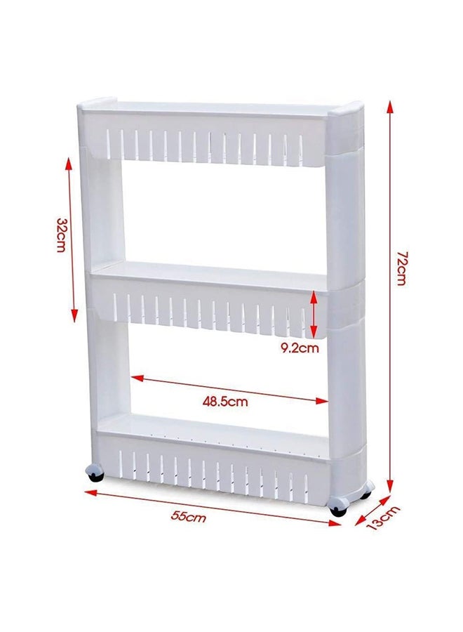 توشيونيكس رف تخزين على شكل برج من 3 طبقات مزود بعجلات أبيض 54 x 12 x 72سم - Image 3