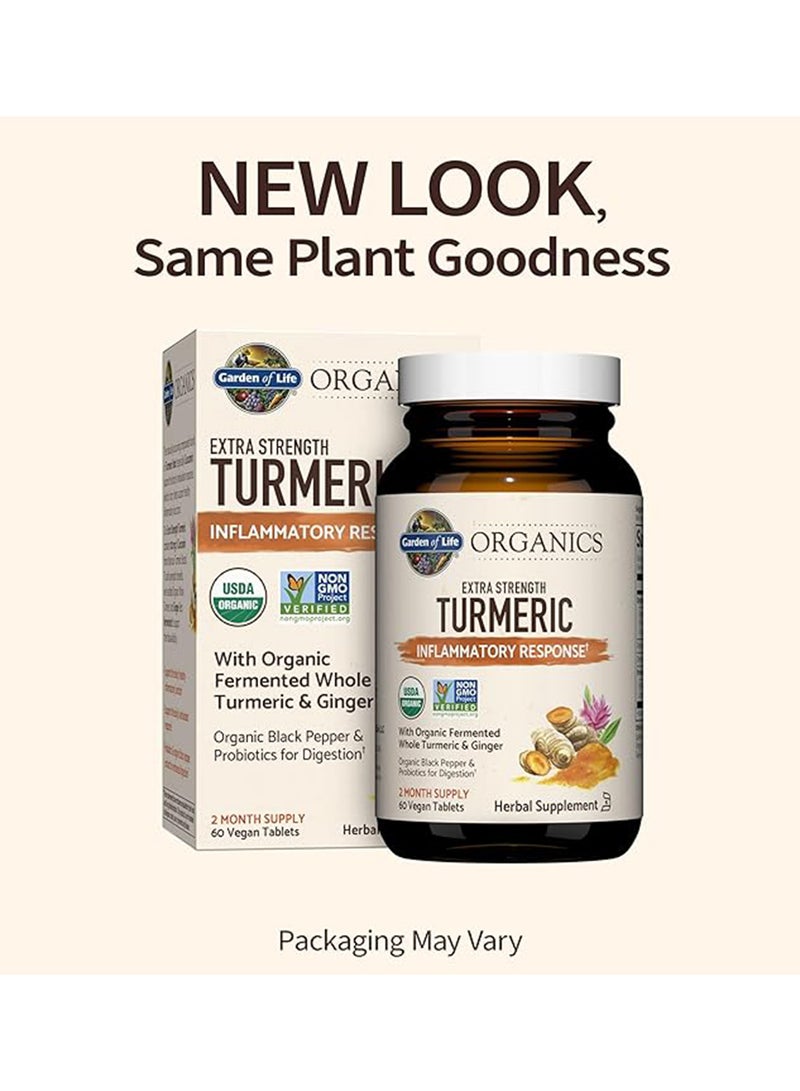 Garden of Life Extra Strength Turmeric Inflammatory Response 60 Vegan Tablets - Image 2