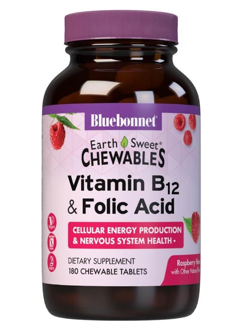 Raspberry Flavour Earth Sweet Chewable Vitamin B-12 And Folic Acid-180 Chewable Tablets