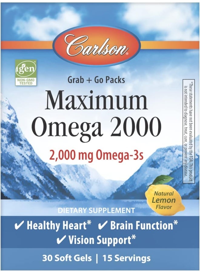 كارلسون لابس أقراص ماكسيموم أوميجا 2000 بنكهة الليمون - عدد 30 كبسولة هلامية - Image 1