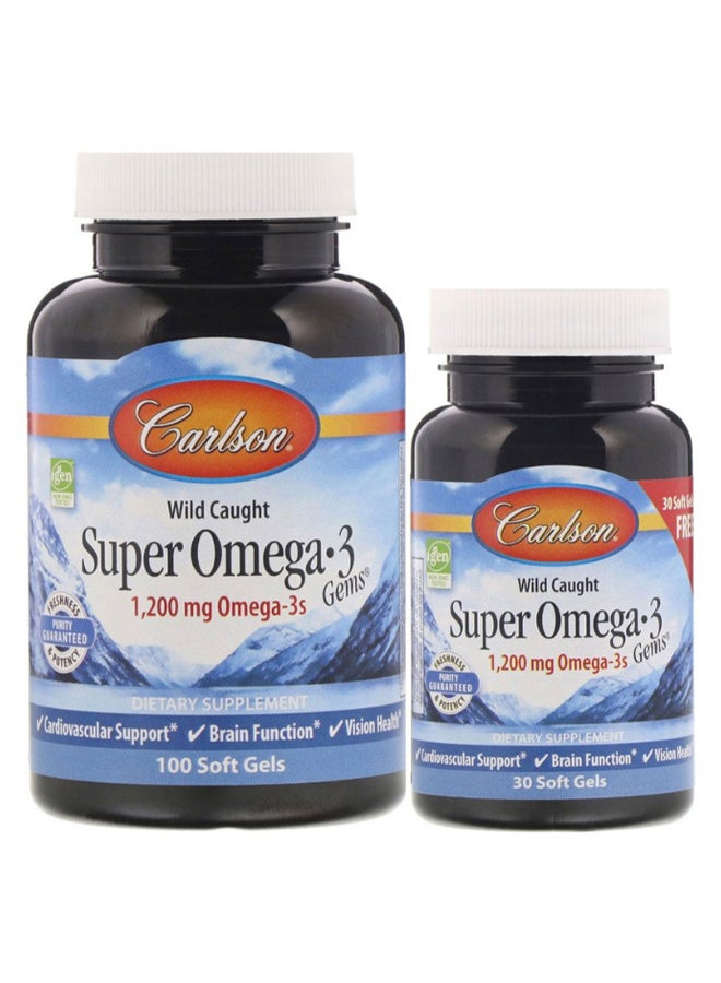 كارلسون لابس مجموعة مكمل غذائي سوبر أوميجا 3 من وايلد كوت - 130 كبسولة هلامية من عبوتين - Image 1
