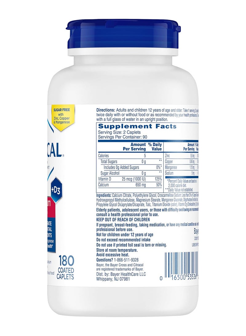 CITRACAL - Maximum Plus Calcium Citrate 180 Coated Caplets - Image 1