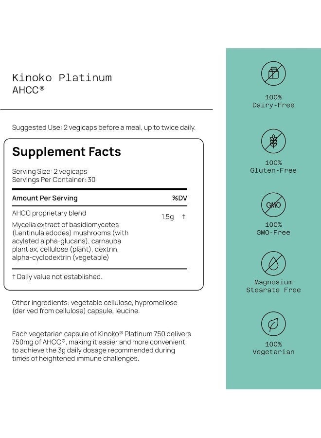 Kinoko Platinum AHCC Immune Support - 60 Vegicaps - Image 3