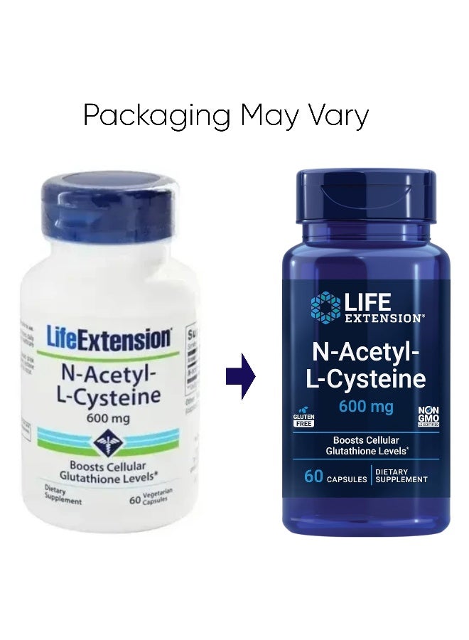 Life Extension N-Acetyl-L-Cysteine, 600 mg, 60 Capsules Packaging May Vary - Image 2