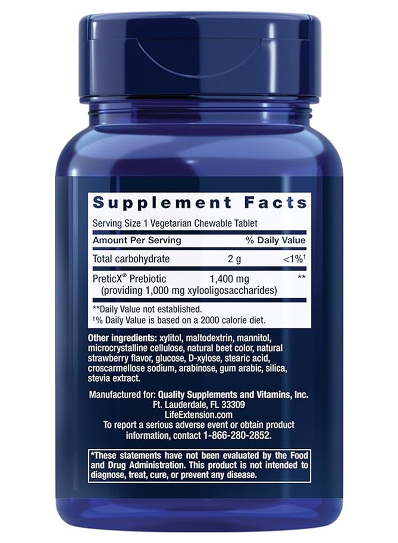 Life Extension Natural Strawberry Flavour Florassist Prebiotic Chewable - 60 Tablets - Image 2