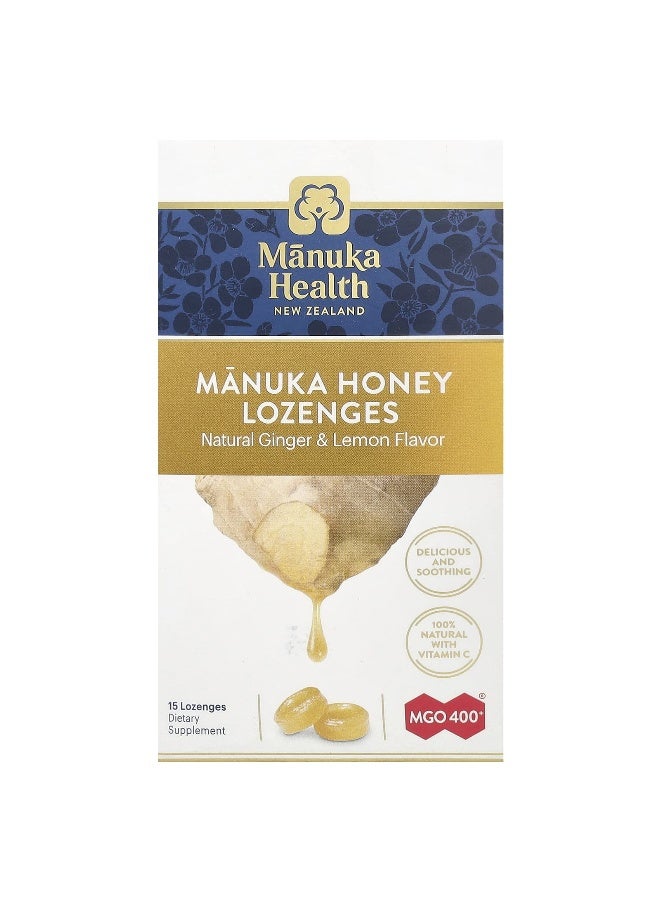 Manuka health Manuka Honey Lozenges Natural Ginger & Lemon 15 Lozenges - Image 1