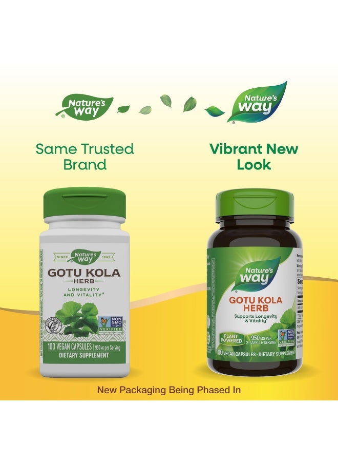 Nature's Way Gotu Kola Herb 950mg - 100 Vegan Capsules Packaging May Vary - Image 2