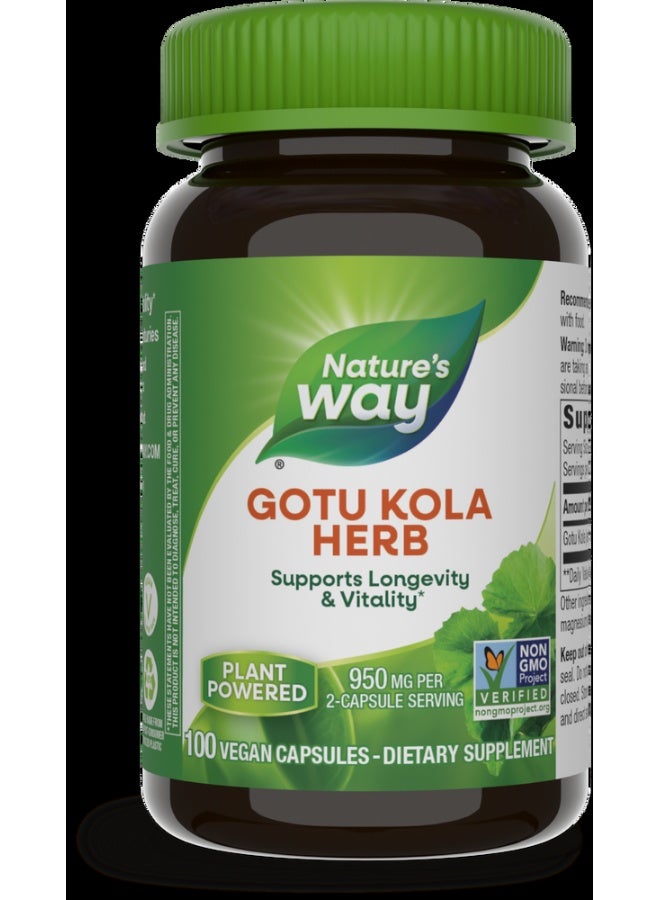 Nature's Way Gotu Kola Herb 950mg - 100 Vegan Capsules Packaging May Vary - Image 3