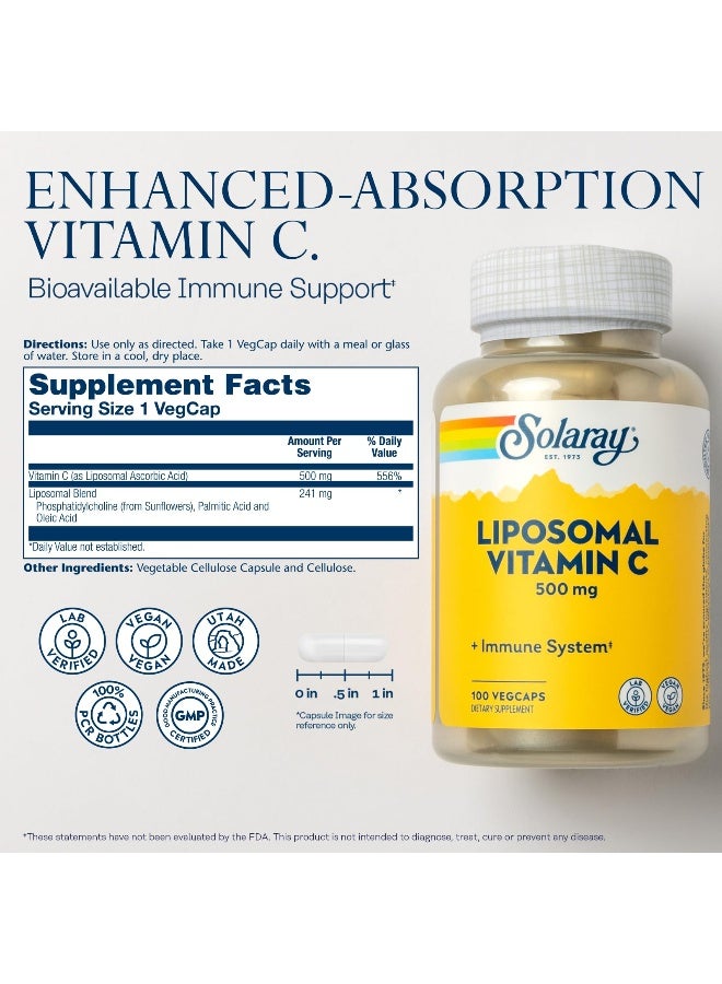 Solaray - Liposomal Vitamin C, 500mg - 100 VegCaps - Image 1