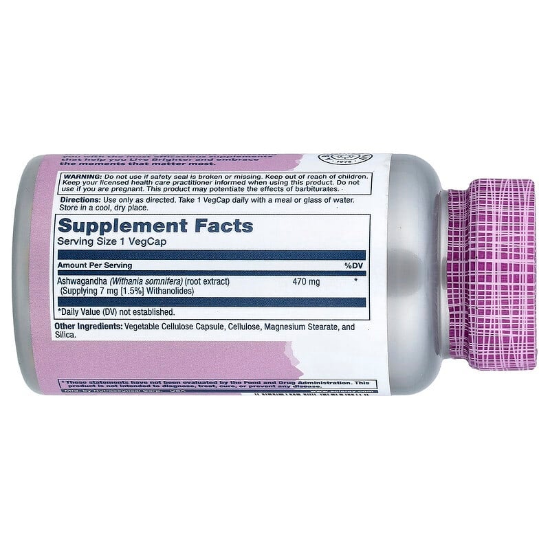 SOLARAY Vital Extracts, Ashwagandha, 470 mg, 60 VegCaps Packaging May Vary - Image 2
