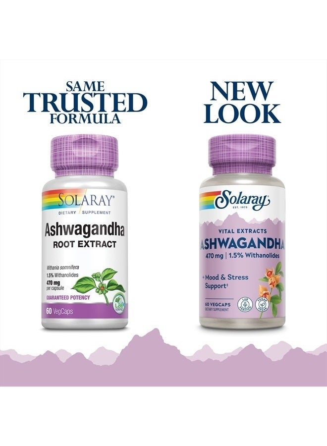 SOLARAY Vital Extracts, Ashwagandha, 470 mg, 60 VegCaps Packaging May Vary - Image 3