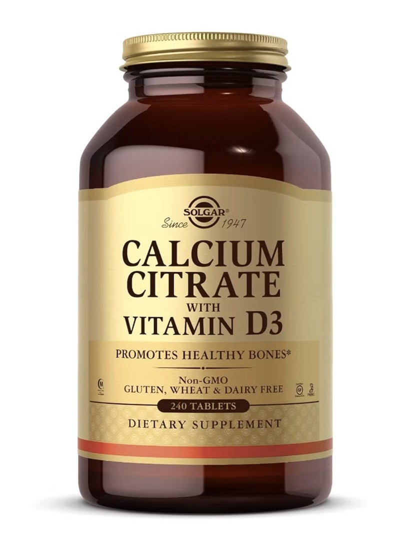 Solgar Calcium Citrate with Vitamin D3, 240 Tablets Packaging May Vary - Image 1