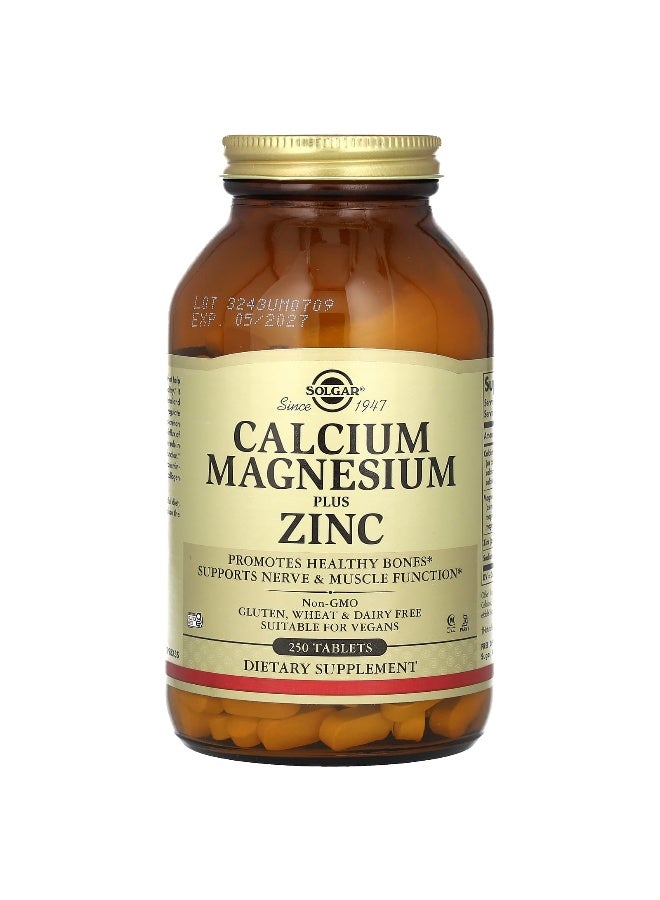 Solgar Calcium Magnesium Plus Zinc, 250 Tablets - Image 1
