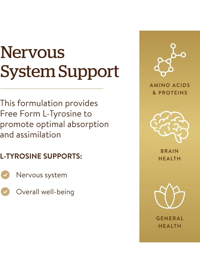 Solgar L-Tyrosine 500 mg, 100 Vegetable Capsules - Image 3
