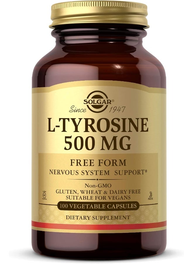 Solgar L-Tyrosine 500 mg, 100 Vegetable Capsules - Image 5