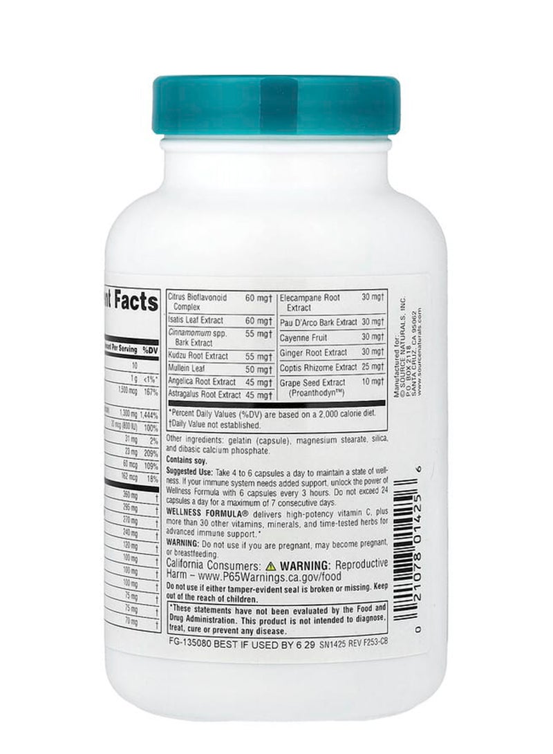 Source Naturals, Wellness FormulaÂ®, Advanced Immune Support, 120 Capsules - Image 3