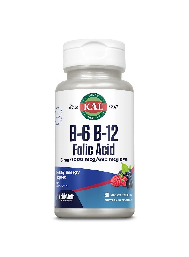 KAL B6, B12 and Folic Acid, Berry 60 Micro Tablets Packaging May Vary - Image 1
